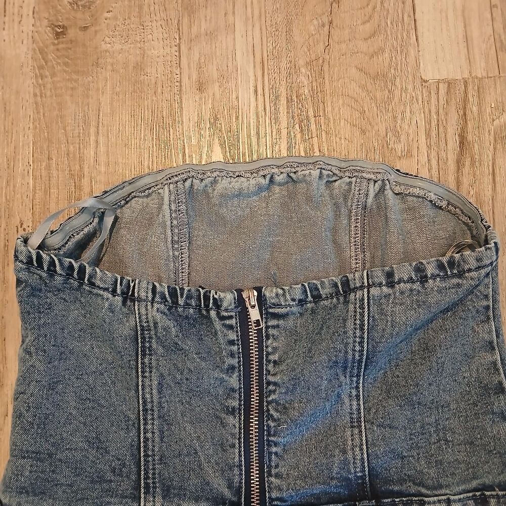 Fourteen Twelve Women's Blue Strapless Dungarees Overalls Streetwear Size M - Picture 5 of 6